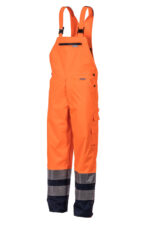 Pantaloni de iarnă şi de ploaie cu pieptar, portocalie/albastru marin - 2066 - imagine 3