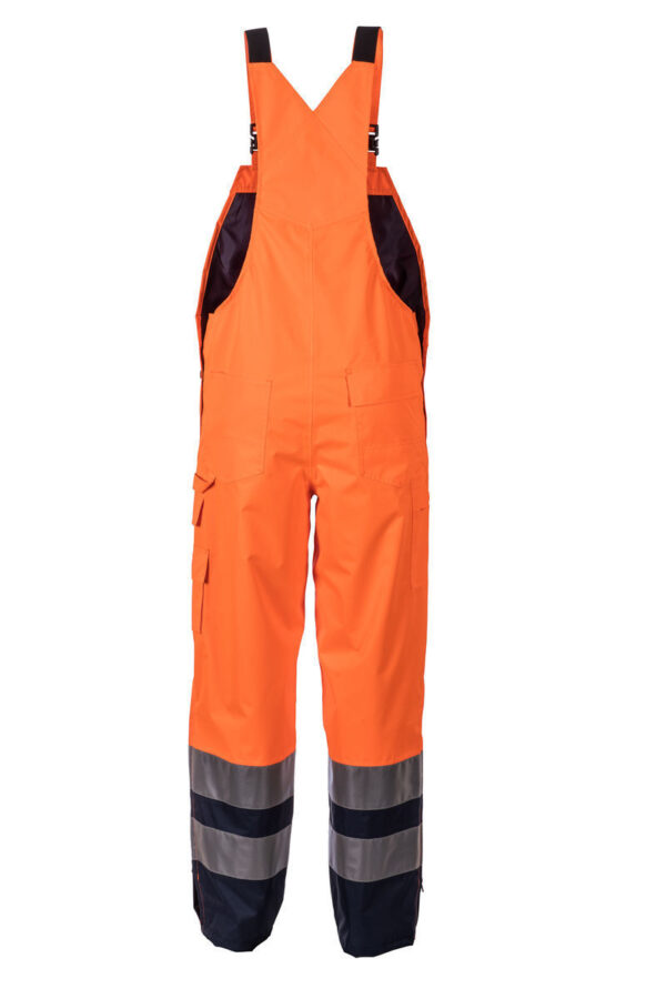 Pantaloni de iarnă şi de ploaie cu pieptar, portocalie/albastru marin - 2066 - imagine 4