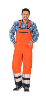 Pantaloni de iarnă şi de ploaie cu pieptar, portocalie/albastru marin - 2066 - imagine 5