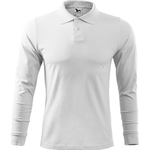 Tricou polo pentru bărbaţi - Single J. LS 211 - alb - MALFINI®