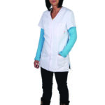 Halat pentru femei cu mânecă scurtă, alb - KOPN-F